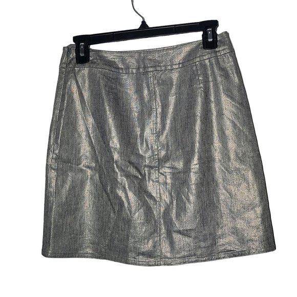 Eileen Fisher Womens Silver Glimmer Linen Stretch Faux Wrap Skirt Size PP (2/4P) - Picture 2 of 10